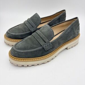Vince Camuto Lt Green/Sage Suede Platform Lug Sole Penny Loafers Womens 8.5M 39